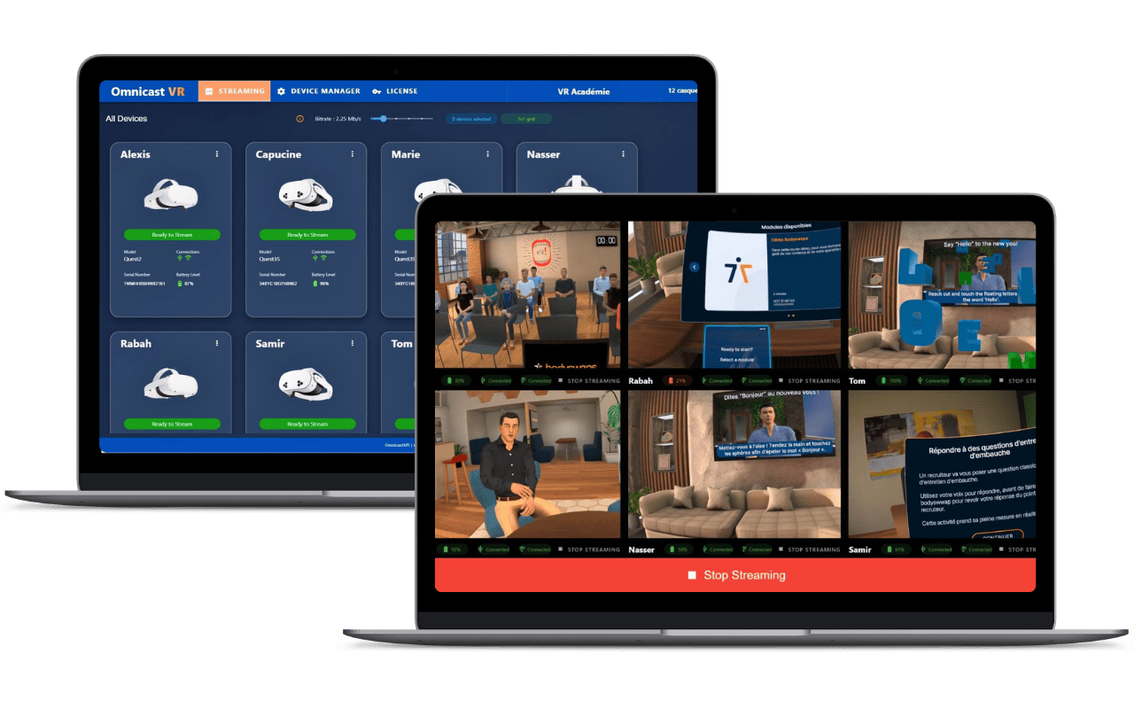Logiciel OmnicastVR - Interface de streaming multi-casques